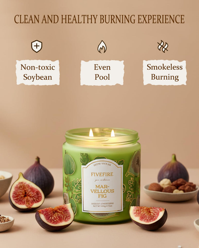 Fig Tree Odor Eliminating Candle, 13 oz, Natural Soy Wax, 2-Wick