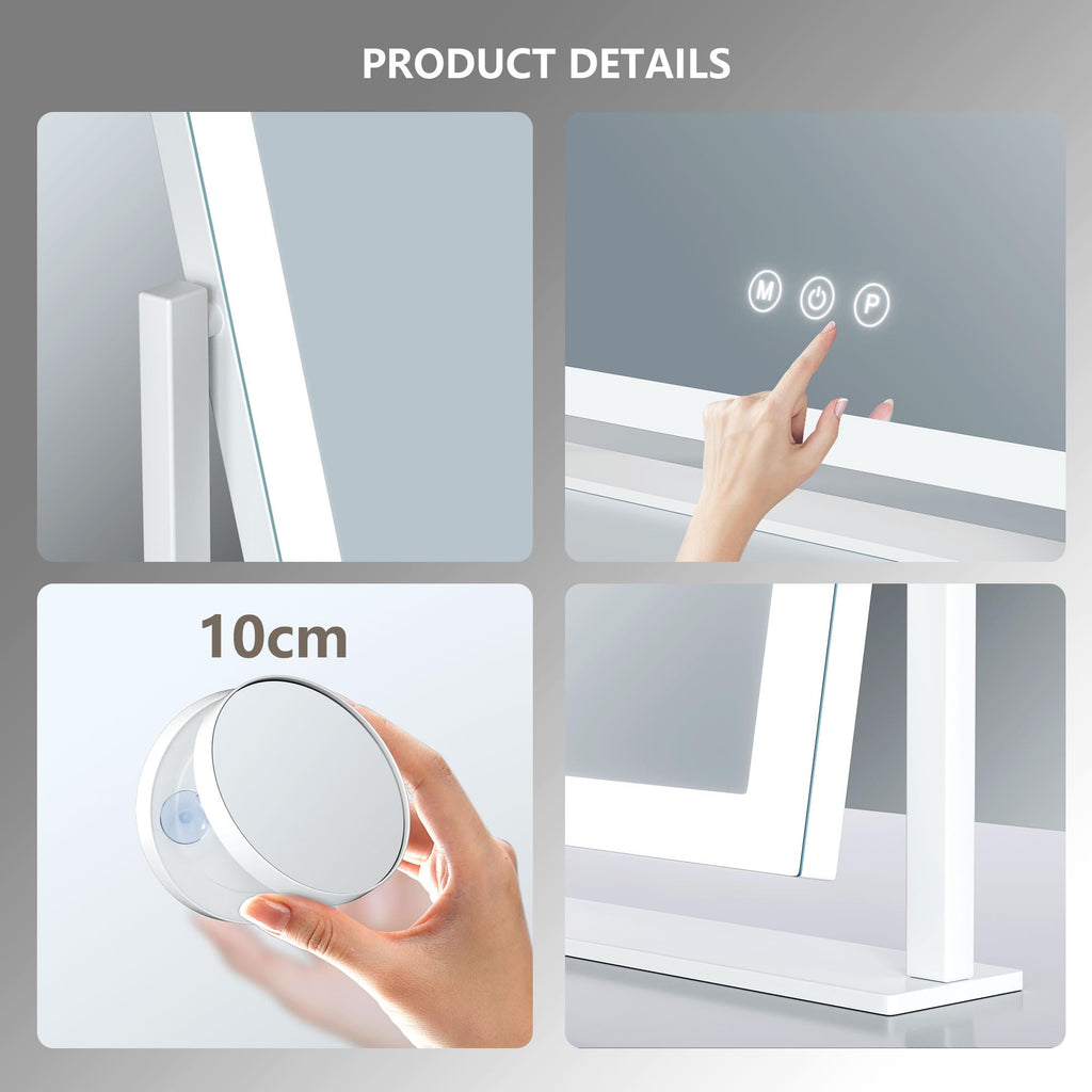 17.3 x13 in Lighted Makeup Mirror, 10X Magnifiers