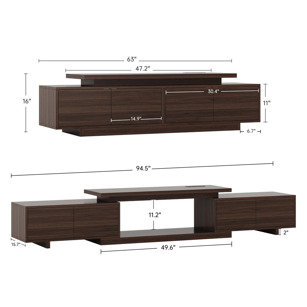 Extendable TV Stand for 65-90 Inch TVs, Adjustable Length 63-94.5"