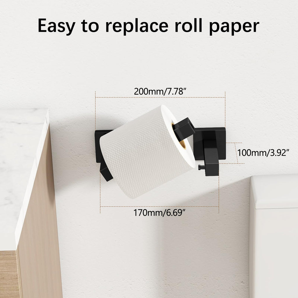 Toilet Paper Holder Matte Black, Wall Mounted Pivoting