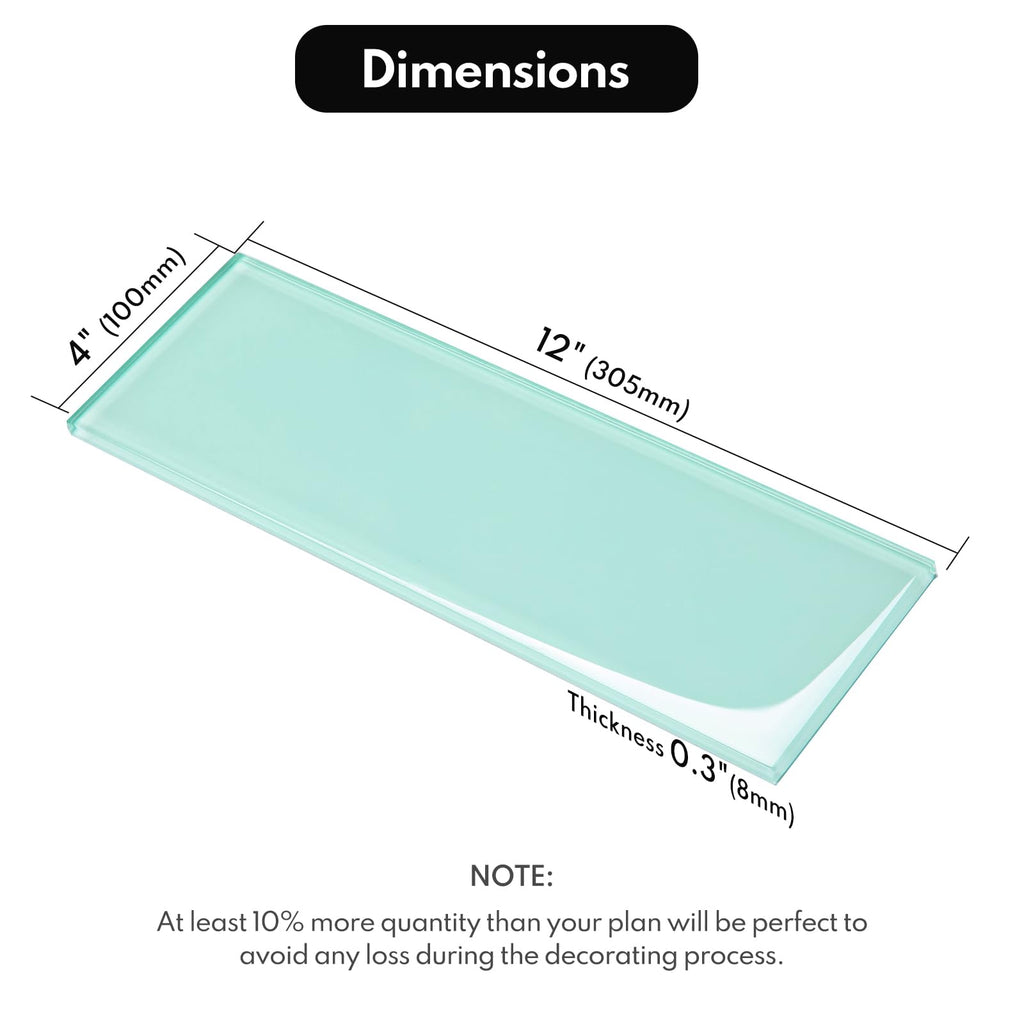 Light Green Glass Subway Tile, Glass Kitchen Shower Backsplash Wall, 4 x 12 Inches, 4 Sq.Ft