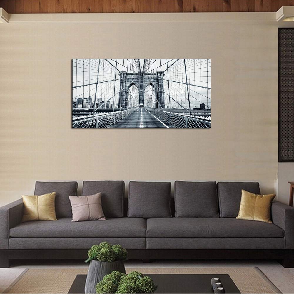 Black and White New York City Brooklyn Bridge Wall Painting Wall Canvas Prints Painting Picture Stretched and