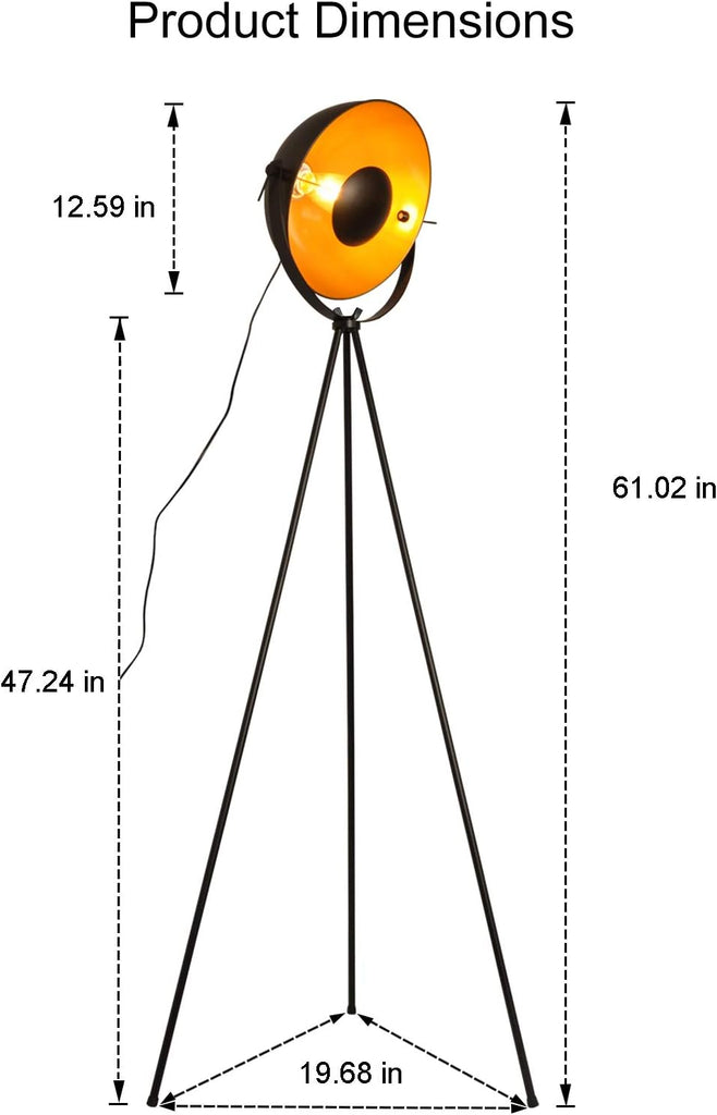 Industrial Tripod Floor Lamp, Modern Satellite Tall Standing Lamps Black Gold (No Bulbs)