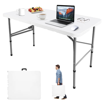 Field 4FT Folding Table, Heavy Duty, 330 lb Capacity, White