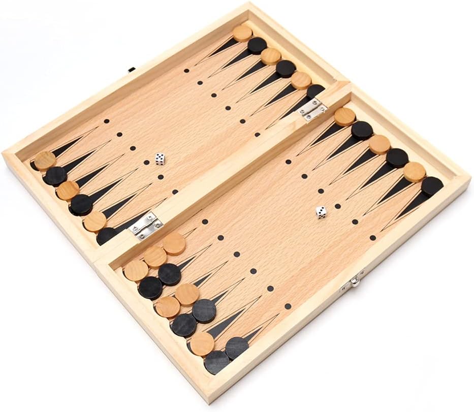 Chess Set, 3 in 1 Wooden Chess Board Game in Chess, Backgammon, Checkers