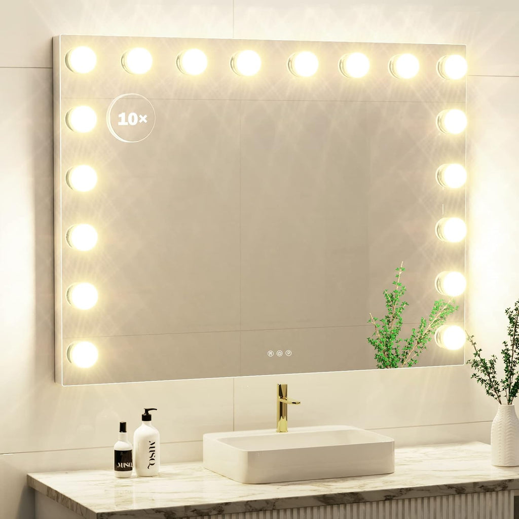 Vanity Mirror with Lights, 32 x 24 Tabletop Hollyhood Makeup Mirror, Hollywood Lighted Mirror with 18 Dimmable LED