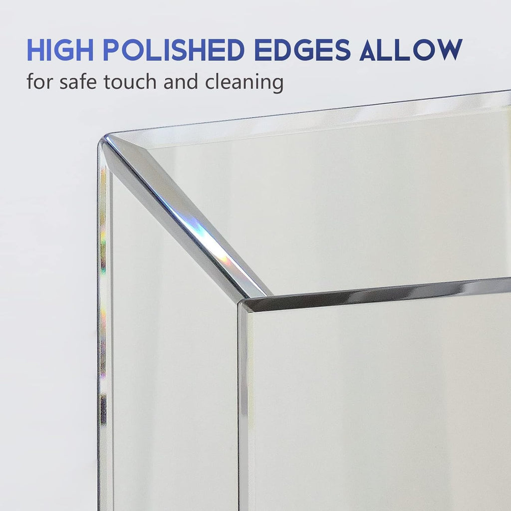 Frameless Bathroom Mirror - 20" x 30" Rectangular, Polished Beveled Edge for Washroom