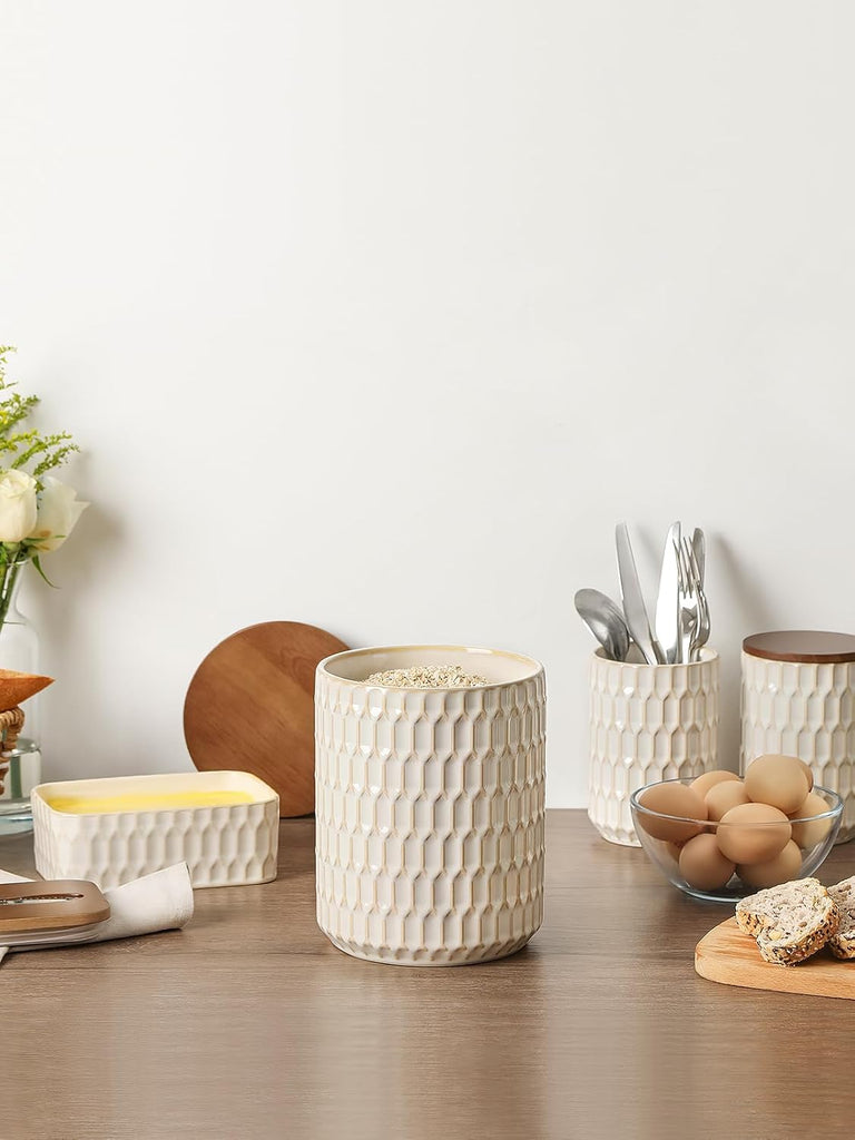 Ceramic Canister Set, Flour Sugar Storage Containers