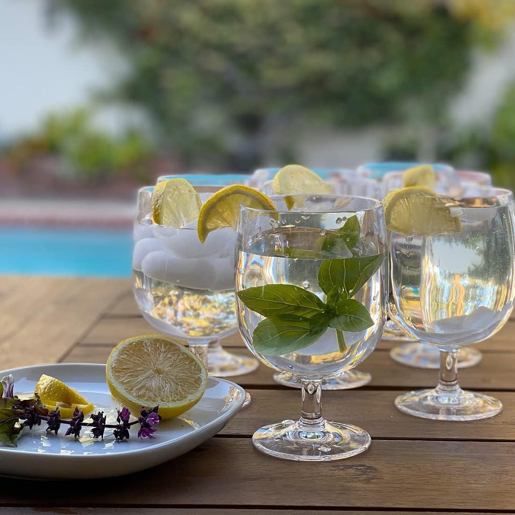 Unbreakable Plastic Wine Glasses Set of 8, 12 oz Shatterproof Stackable Tumblers, Reusable BPA Free Goblets and