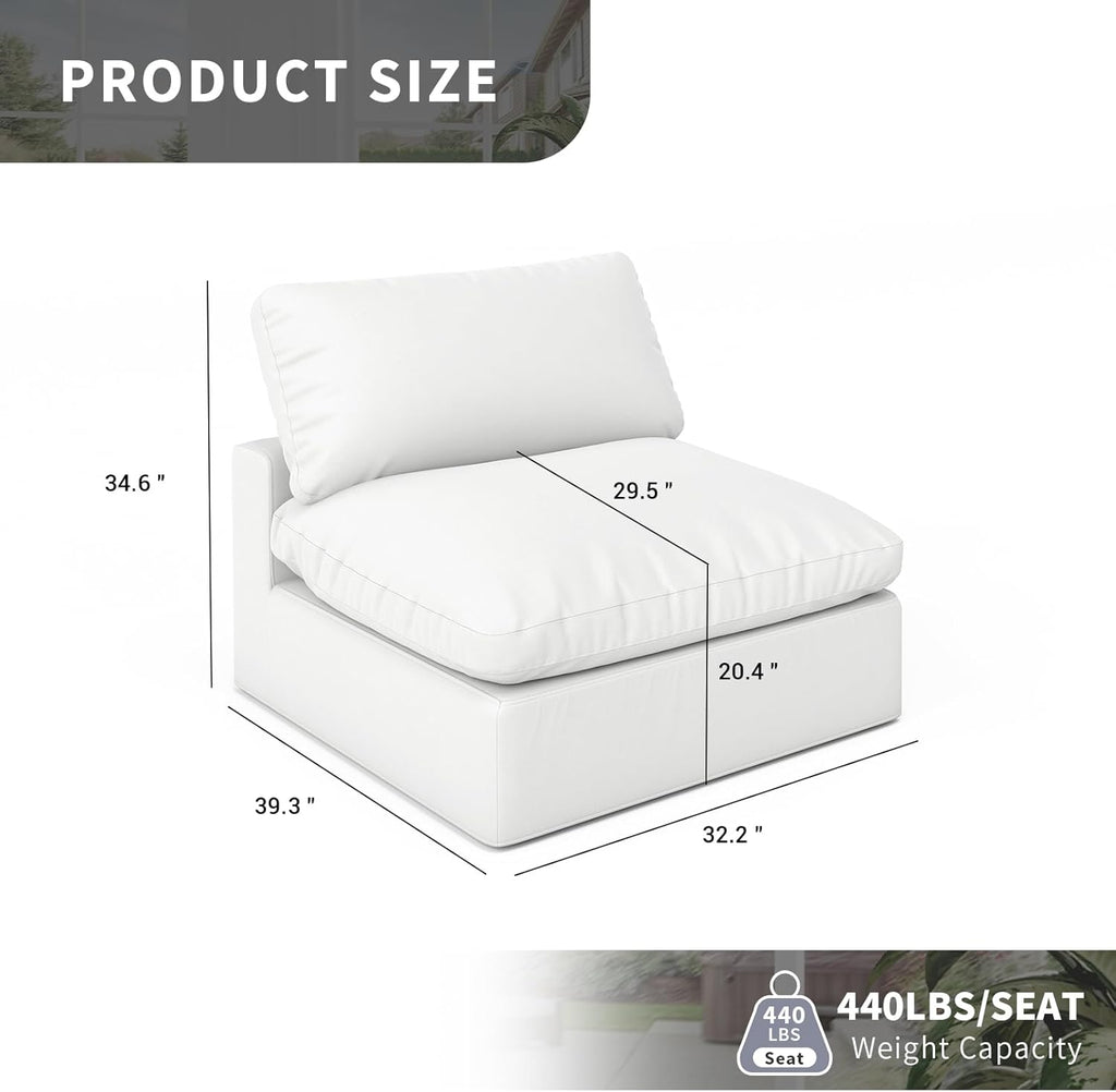 Cloud Modular Sectional Sofa, Oversized Down Feather Filled Sectional Sofa Comfy Upholstered Deep Seat Couches for Living Room, Convertible Spacious Sleeper Sofa Bed, Sofa Covers Washable&Replaceable A124-B0DXF8PKTS