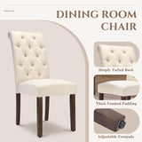 COLAMY Tufted Dining Chairs Set of 2, Accent Parsons Diner Chair Upholstered Fabric Stylish Kitchen Chairs with Solid