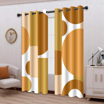 Abstract Retro Curtains Geometric Circle, Boho Mid Century, Orange, 42x84in