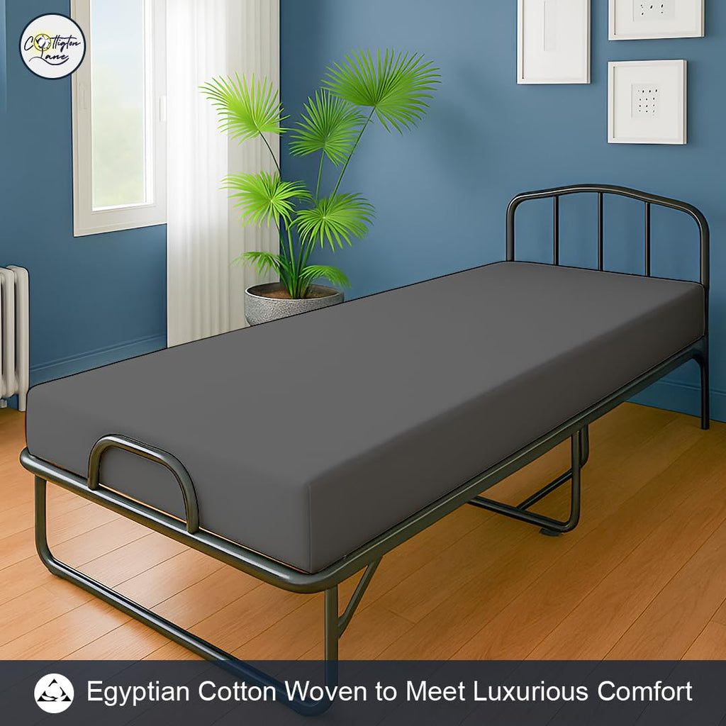 Cot Fitted Sheet 25 x 75, 100% Egyptian Cotton, Dark Grey