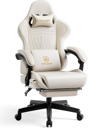 Gaming Chair for Adults, Ergonomic Computer Game Chairs with Speakers, Footrest & Linkage Armrest, Reclining High