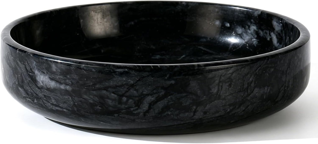 Natural Marble Decorative Bowl - Hand-Polished Stone Catchall Tray for Coffee Table Centerpiece, Entryway Key Holder