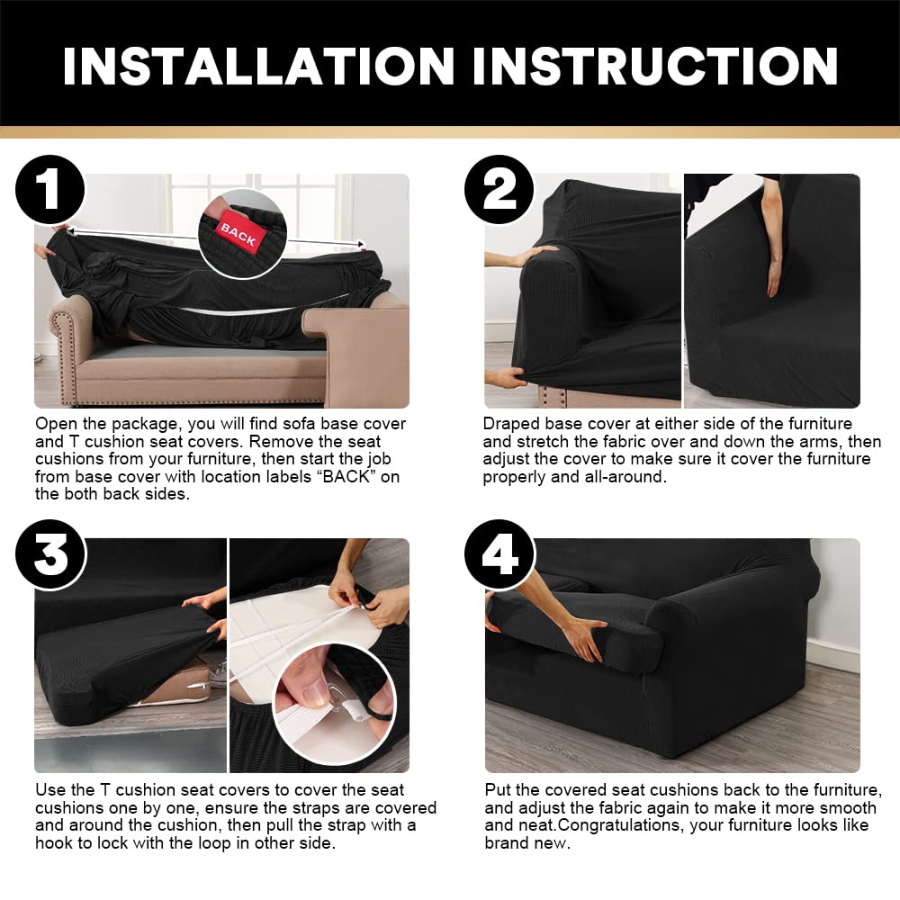 2 Pieces Armchair Slipcover Stretch Couch Covers for T Cushion Chair Slipcovers Soft Arm Chiar Cover Furniture Covers