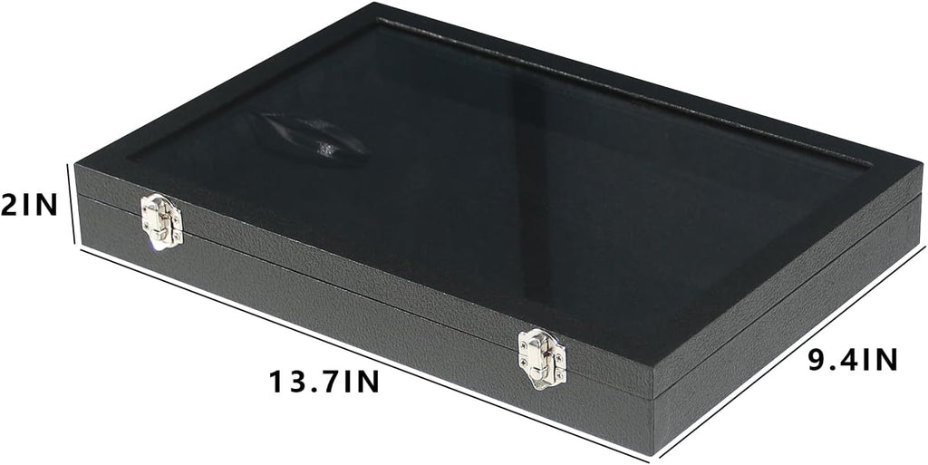 Jewelry Organizer Box, Black Velvet Blank Display Tray Case with Lid for Storage Necklaces Bracelets Rings Beads