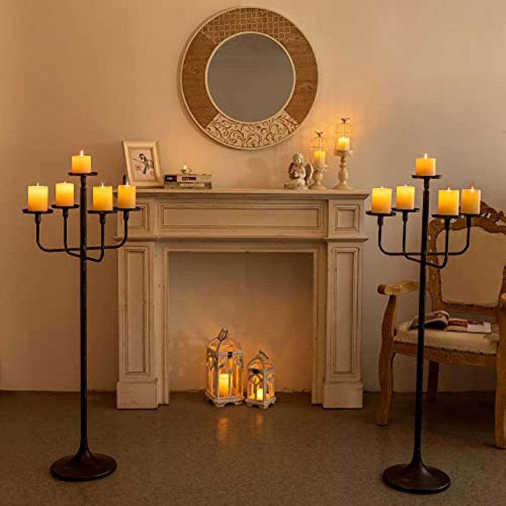 48inch Tall Candlestick Holders Floor Candelabra Black 5 Arms Candle Holders for Pillar Candles Flower Centerpiece