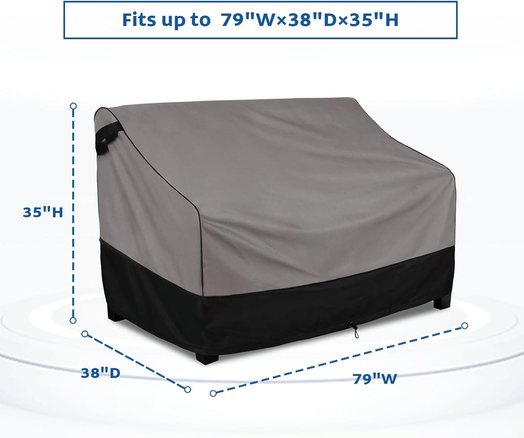 Patio Furniture Outdoor Sofa Covers Waterproof, Fit 79x38x35 inch | 3-Seater Couch Bench Protector for Lawn Deck