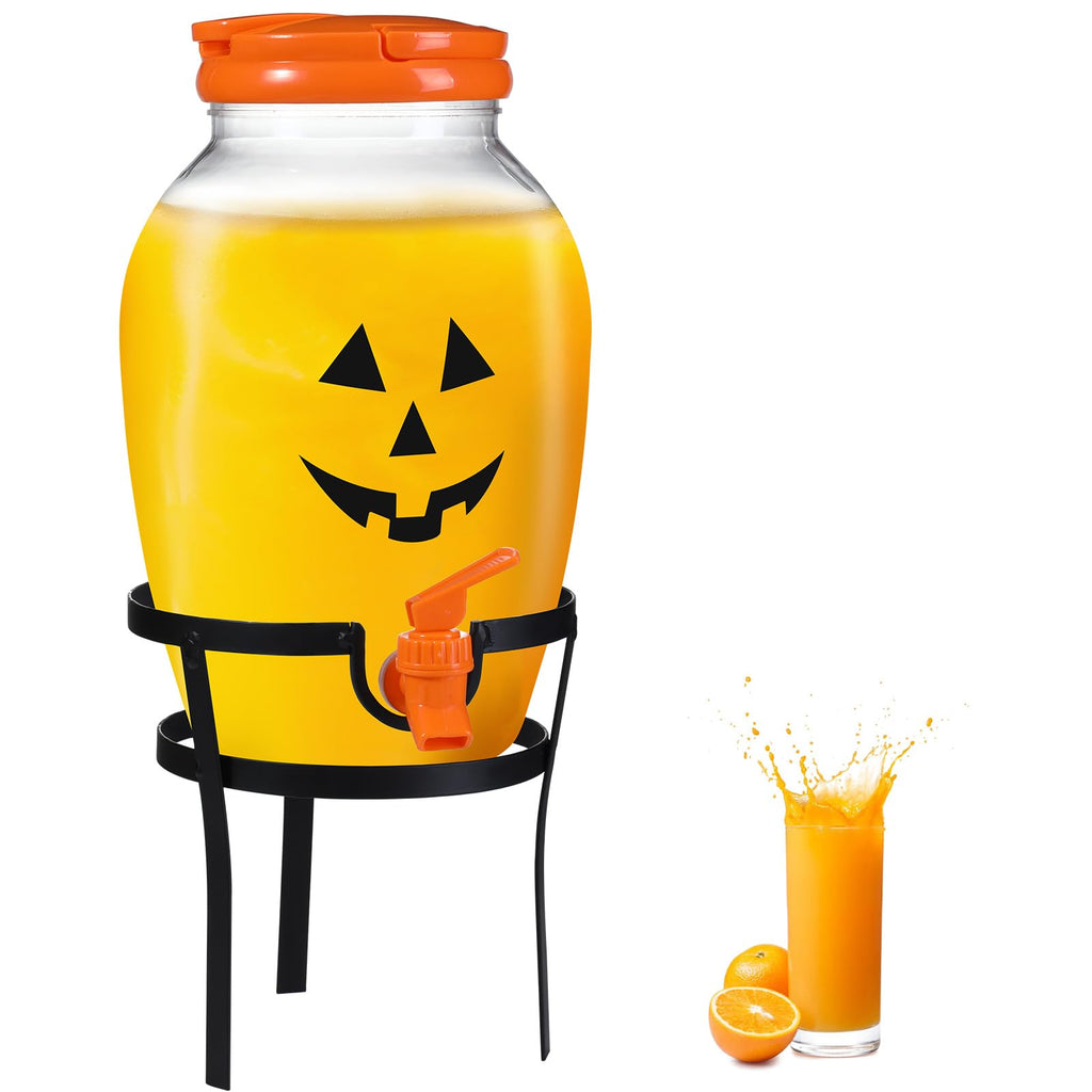 1 Gallon Halloween Drink Dispenser with Steel Stand and Lid, Grimace