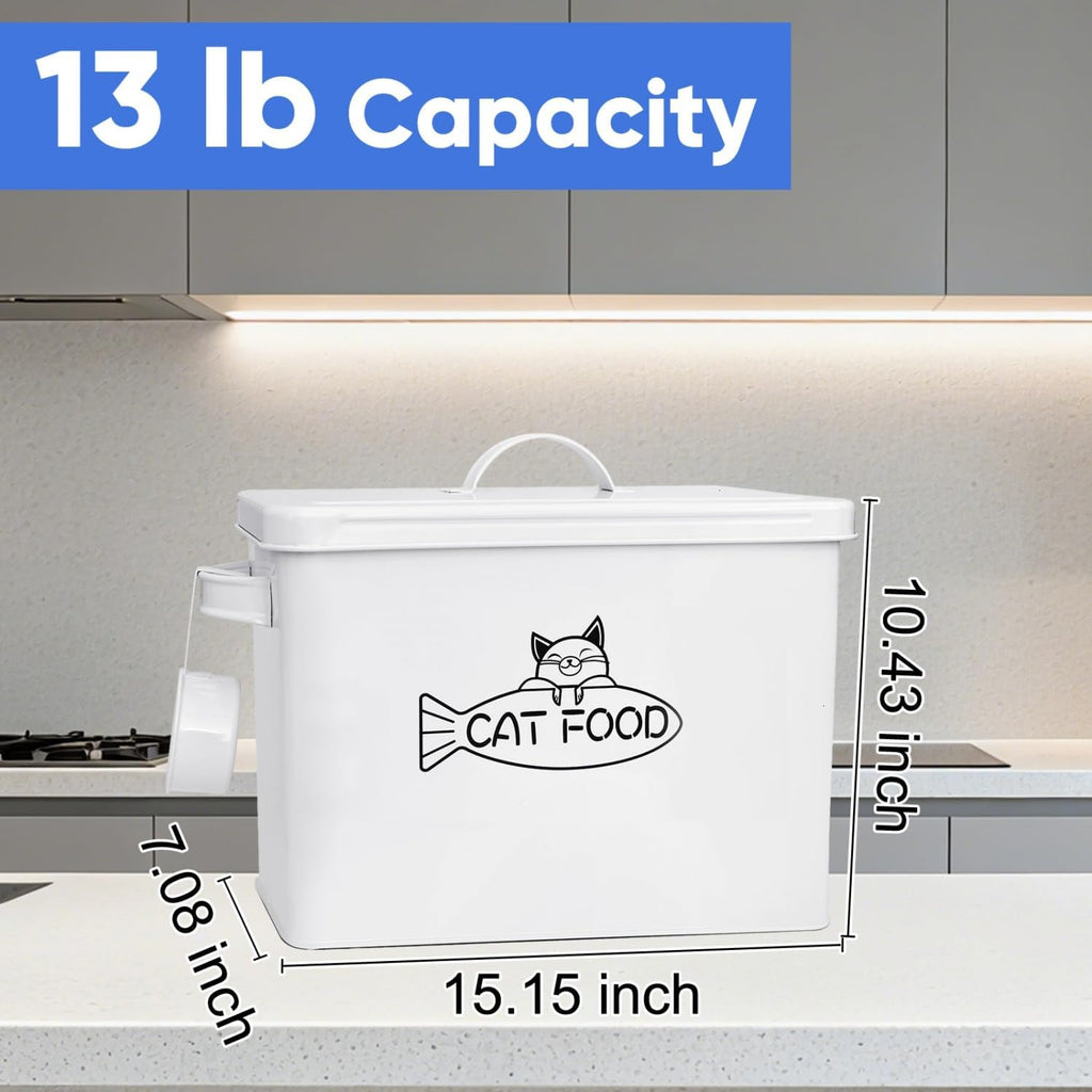 Large Dog and Cat Food Storage Container, Farmhouse Pet Food Storage Containers with Lid and Dry Food Scoop, Durable