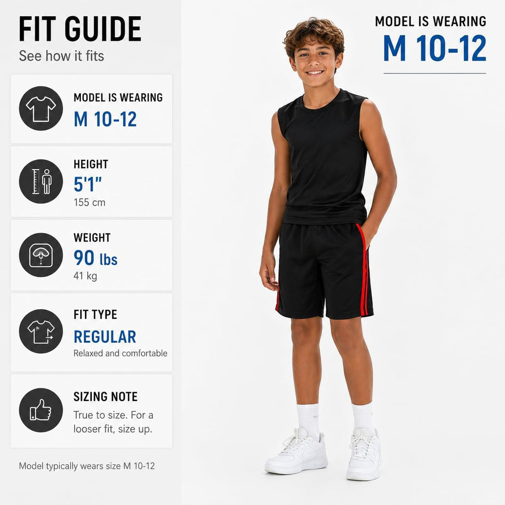Boys 5 Pack Dry-Fit Athletic Performance Active Shorts