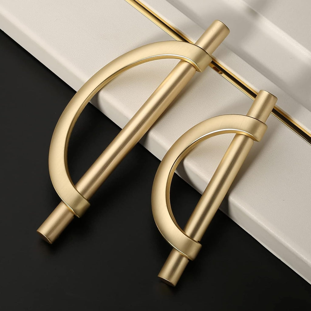 10 Pack Brushed Gold Cabinet Pulls 5 Inch(128MM) Hole Centers Kitchen Cabinet Handles Hardware Kitchen Handles for