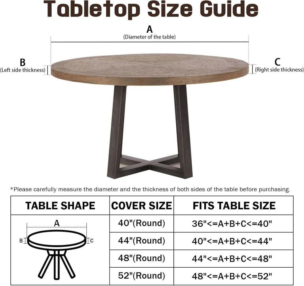 Christmas Round Fitted Tablecloth Best for 44"-48" Xmas Holly Pinecone Table Cloth Elastic Edge Waterproof Stain
