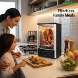 Multi-Function Rotisserie Countertop Oven | 24 Quart Vertical Glass Door Convection Oven, for Rotisserie Roasting &