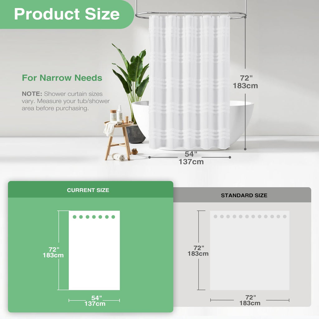 Stall Shower Curtain Chenille Striped Fabric 54"x72" White