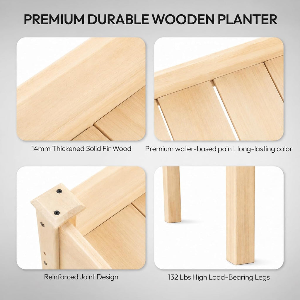 48.5"x22.5"x30" Elevated Raised Garden Bed with Bed Liner, Heavy Duty Wood Planter with Legs for Vegetables Fruits