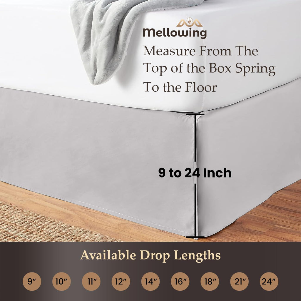 Pleated Bed Skirt with Platform Three Sided Coverage 14 inch Tailored Drop Brushed Microfiber Pleated Bed Skirt with