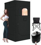 1-Person Portable Steam Sauna Tent for Home, 3L 1500W Sauna Box for Relaxation & Detoxification with Folding Chair