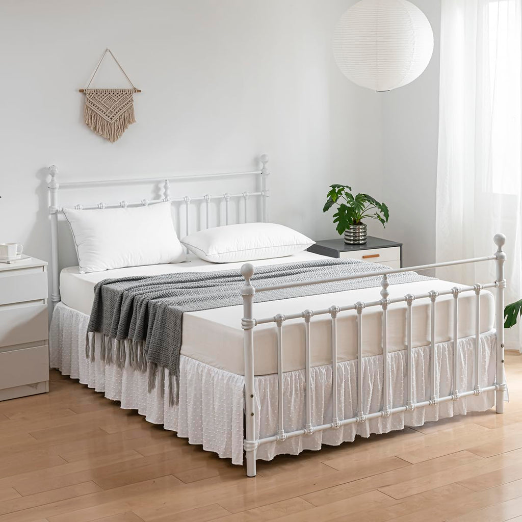 Tufted Dot Bed Skirt - Ruffled Bed Skirt with Split Corners