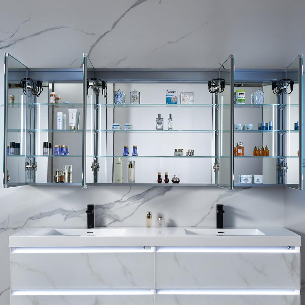 LED Lighted Bathroom Medicine Cabinet Mirror, Defogger, 72x32 | Bathroom Storage Cabinet, Medicine Cabinets