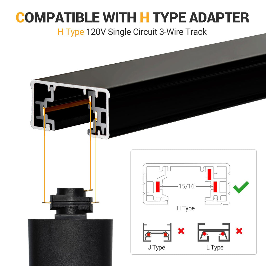 6.6FT H Track Lighting Rails Kit, Black