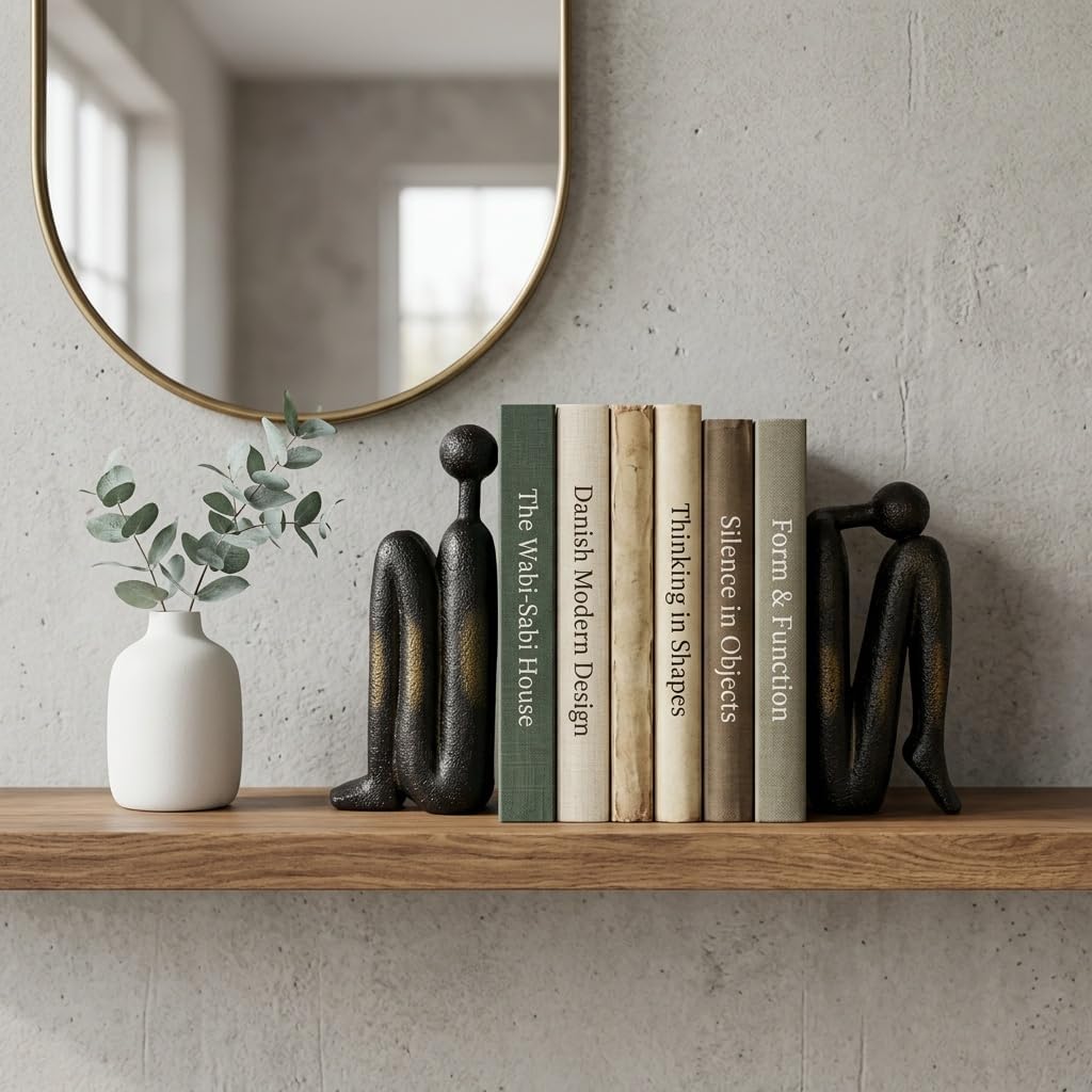 Abstract Thinker Bookends Set - Modern Resin Sculptures | Home & Office Decor, Durable Artistic Book Supports in Two