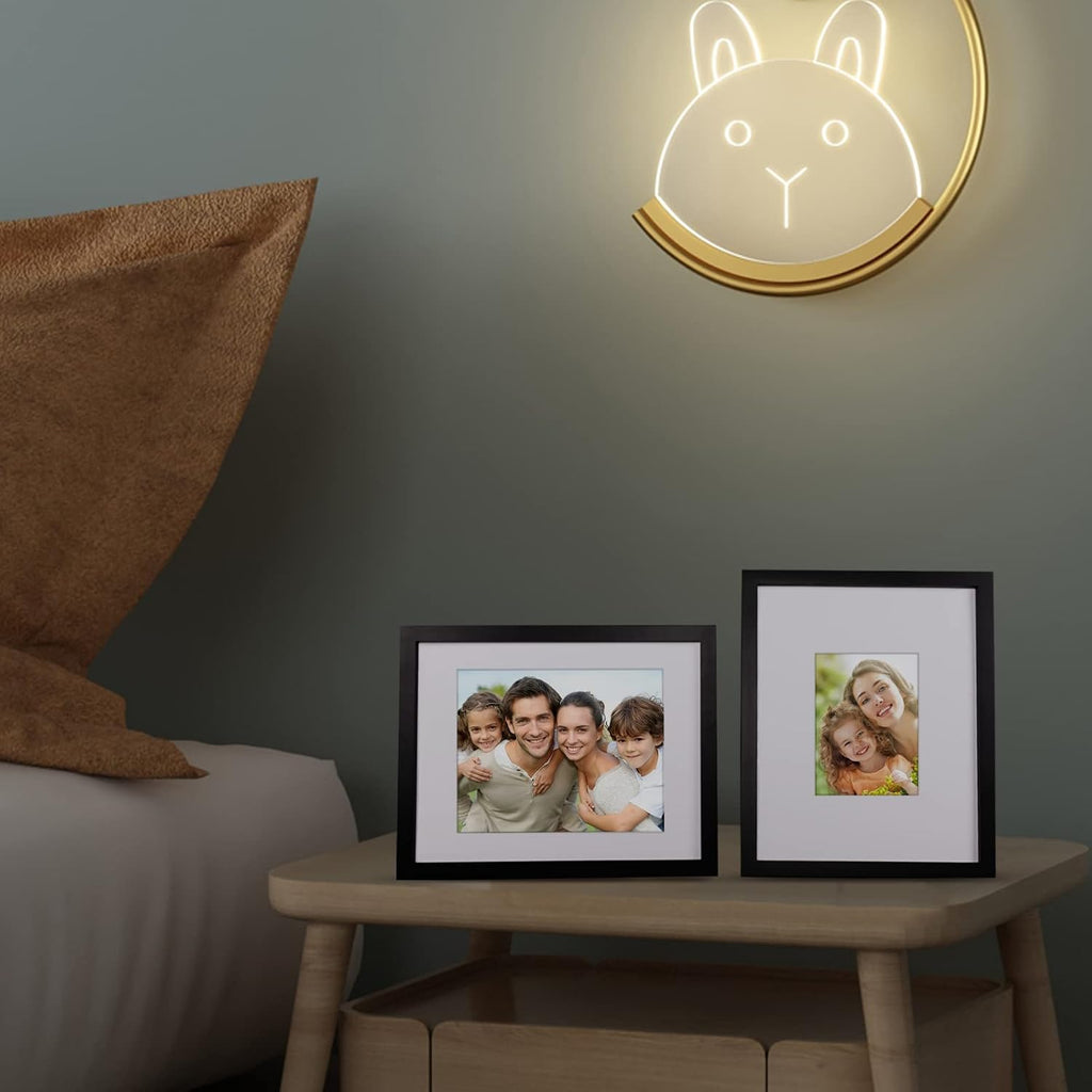 11x14 Picture Frames Set of 4, Made of Solid Wood Covered by Plexiglass 5x7 and 8x10 with Mat or 11x14 without Mat