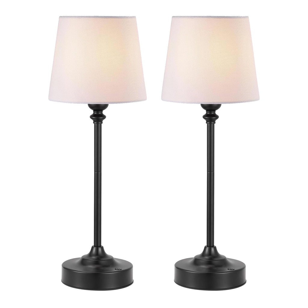 Cordless Table Lamps Rechargeable Set - 2 Pack Black 4000mAH Battery Operated Lamps for Decor, 3000K Stepless Dimming