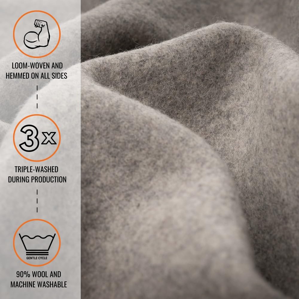 Tahoe Wool Bed Blanket | Soft, Breathable Wool Blanket for Year-Round Comfort - (90"x 108") | Thick