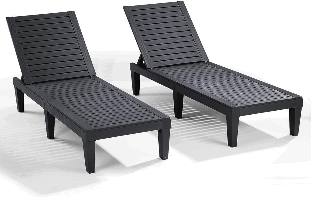 Lounge Chair Outdoor, Tanning Chair, Chaise Lounge Outdoor Set of 2 | 5 Adjustable Positions, Waterproof &