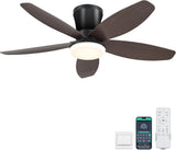 Ceiling Fans with Lights-36 Low Profile Ceiling Fan with Light and Remote/APP Control,Flush Mount,DC Reversible,LED Dimmable Modern Ceiling Fans for Bedroom,Indoor/Outdoor Patio Use(Brown) A101-B0CZHCKBL4