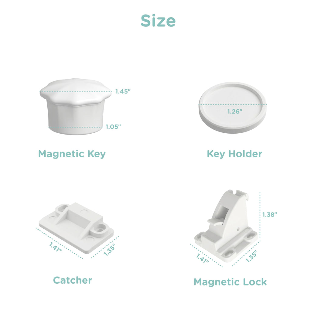 Magnetic Cabinet Locks for Baby Proofing, 10 Pack, 2 Keys