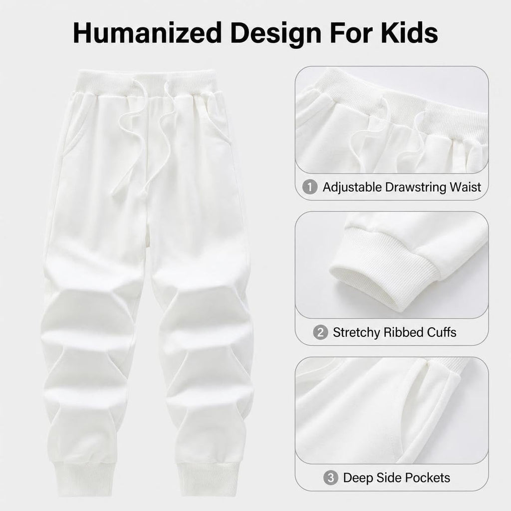 Kids' Solid Color Drawstring Cotton Sweatpants Jogger Pants for Boys & Girls