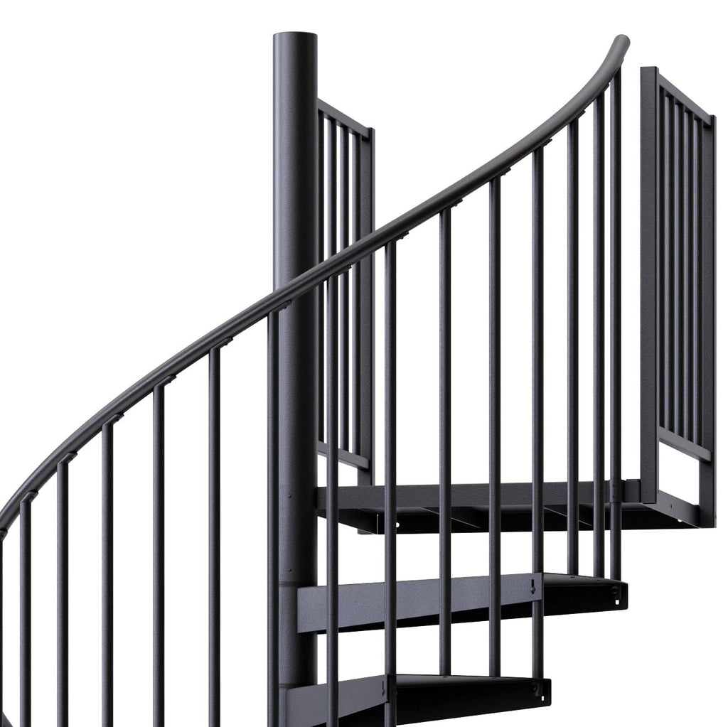 Condor Black Interior 60in Diameter, Fits Height 119in - 133in, 2 36in Tall Platform Rails Spiral Stair Kit