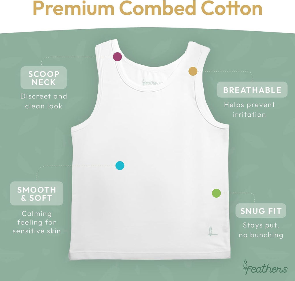 Boys White Tank Top Cotton Undershirts 5 Pack