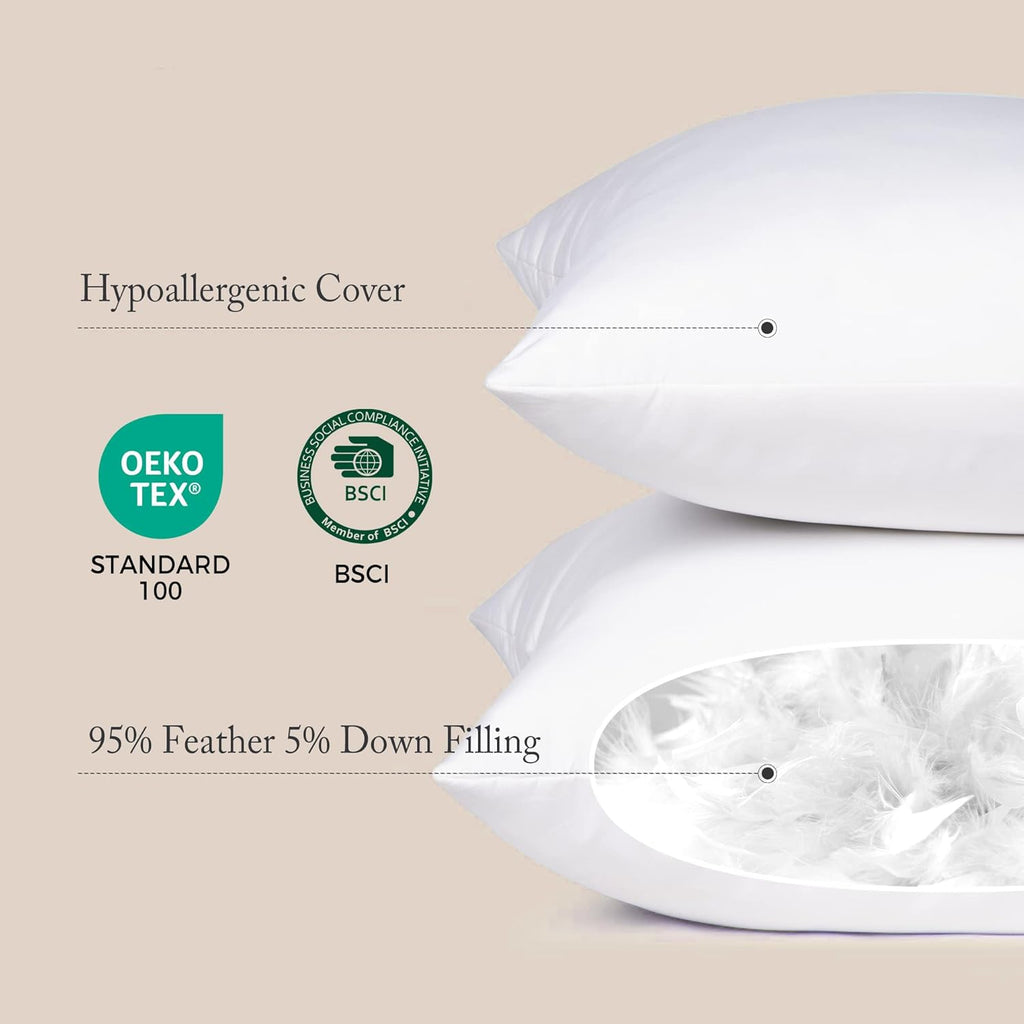 18x18 Pillow Inserts, Feather Down Filled for Support - Set of 2