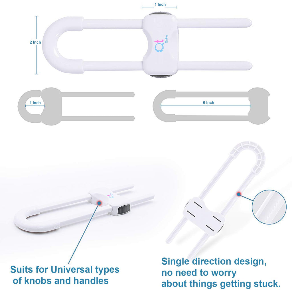 Pack of 12 - Baby Proofing Cabinet Locks Adjustable U Shaped Baby Safety Latches for Drawers, Fridge, Closet Modern