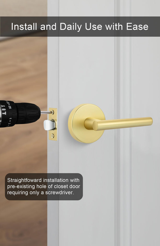 Gold Door Handles, Zinc-Alloy Heavy Duty Interior Door Handles, Passage Door Handle, Door Lever Hardware s and