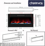 36 Inch Electric Fireplace, Recessed Fireplace Insert and Wall Mount Fireplace Heater with Remote & Touch